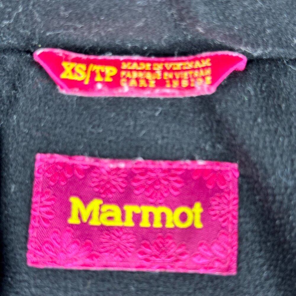 Marmot Girls Puffer Down Jacket Yellow Pink XS Warm Insulated Hooded Windproof - Picture 6 of 16